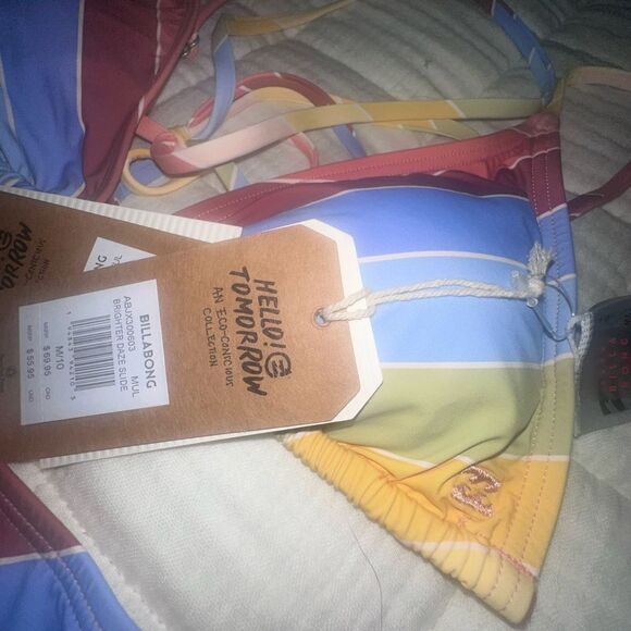 Billabong Bikini Set Brighter Daze Slide Triangle Top & Rise Bottoms Size M NWT - Picture 9 of 10